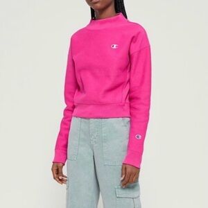 Champion Reverse Weave Mock Neck Sweatshirt Size Small Pink